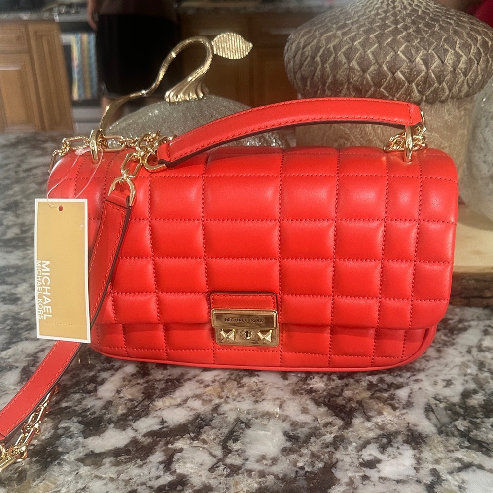 Michael Kors Vibrant Red Quilted Shoulder Bag